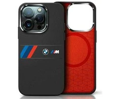 BMW BMHMP16X23SAXK Apple iPhone 16 Pro Max 6.9" dėklas telefonui juodos spalvos Silikoninis Middle Stripe MagSafe