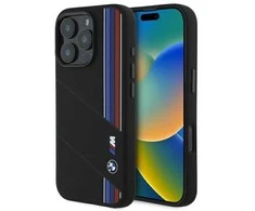 BMW BMHMP16X23SCUK Apple iPhone 16 Pro Max 6.9" dėklas telefonui juodos spalvos Silikoninis Cut Tricolor Lines MagSafe