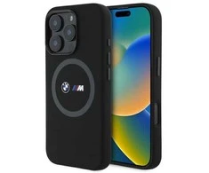 BMW BMHMP16X23SROK Apple iPhone 16 Pro Max 6.9" dėklas telefonui juodos spalvos M Silikoninis Printed Ring MagSafe