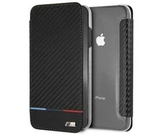 BMW BMTRBKI65PUCARTCBKApple iPhone XS Max book dėklas telefonui juodos spalvos Carbon Tricolor Stripe