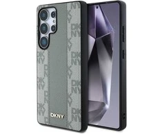 Dėklas DKNY Leather Checkered Pattern MagSafe skirtas Samsung Galaxy S25 Ultra taupe