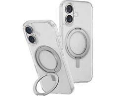 „Uniq Swivix 360“ besisukantis dėklas su atrama, skirtas „iPhone 16 Plus“ – skaidrus