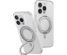 „Uniq Swivix 360“ besisukantis dėklas su atrama, skirtas „iPhone 16 Pro“ – skaidrus