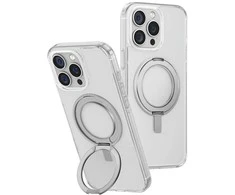 „Uniq Swivix 360“ besisukantis dėklas su atrama, skirtas „iPhone 16 Pro Max“ – skaidrus