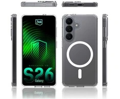 Dėklas 3mk „Armor MagCase“, skirtas „Samsung Galaxy S26 Pro“ – skaidrus