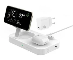4smarts belaidis įkroviklis QI2 Trident 2in1 + USB-C + laidinis įkroviklis 30W baltos spalvos 540998