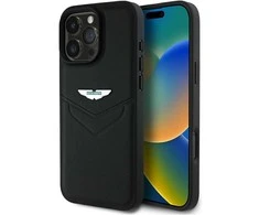 Dėklas Aston Martin HC Leather Victory Design Apple iPhone 16 Pro juodos spalvos