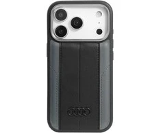 Dėklas Audi A6 Synthetic Leather MagSafe skirtas Apple iPhone 17 Pro juodos spalvos