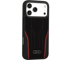 Dėklas Audi R8 Genuine Leather MagSafe do iPhone 18 Pro Max / 17 Pro Max juodai-raudonas