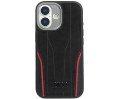 Dėklas Audi R8 Genuine Leather MagSafe skirtas Apple iPhone 17 juodos spalvos-raudonos spalvos