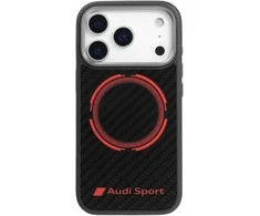 Dėklas Audi RSQ Carbon Fiber Sport Raudona Circle MagSafe skirtas Apple iPhone 17 Pro juodos spalvos