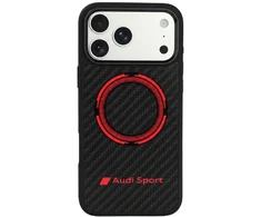 Dėklas Audi RSQ Carbon Fiber Sport Raudona Circle MagSafe do iPhone 18 Pro Max / 17 Pro Max juoda