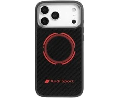 Dėklas Audi RSQ Carbon Fiber Sport Raudona Circle MagSafe skirtas Apple iPhone 17 Pro Max juodos spalvos