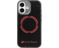 Dėklas Audi RSQ Carbon Fiber Sport Raudona Circle MagSafe skirtas Apple iPhone 17 juodos spalvos