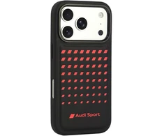 Dėklas Audi Sport Synthetic Leather MagSafe do iPhone 18 Pro / 17 Pro juoda