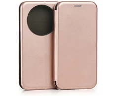 Dėklas Beline Book Magnetic do Honor Magic 8 Lite rožinė-auksinė