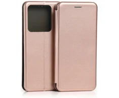 Dėklas Beline Book Magnetic do Poco M7 Pro rožinė-auksinė