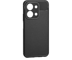 Beline anglies pluošto šarvuotas dėklas, skirtas „Xiaomi Redmi 15C“, juodas