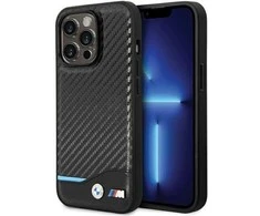 Dėklas BMW BMHCP13X22NBCK Apple iPhone 13 Pro Max 6.7″ juodos spalvos kietas dėklas Leather Carbon
