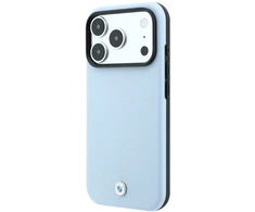Dėklas BMW Kevlar Metal Logo MagSafe skirtas iPhone 18 Pro / 17 Pro mėlynas