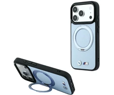 Dėklas BMW Kevlar Ring Stand 360 MagSafe do iPhone 18 Pro / 17 Pro mėlyna
