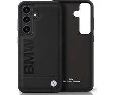 BMW dėklas skirtas Samsung Galaxy S25 BMHCS25SSLLBK (Sign Leather Hot Stamp Logo) juodos spalvos