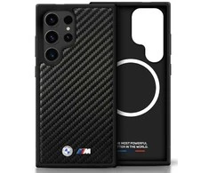 Dėklas BMW Leather Carbon MagSafe skirtas Samsung Galaxy S25 Ultra juodos spalvos