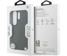 Dėklas BMW Leather Hot Stamp MagSafe Samsung Galaxy S26 Ultra juodos spalvos
