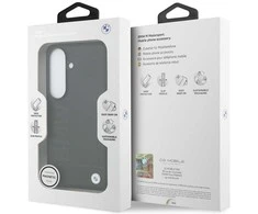 Dėklas BMW Leather Hot Stamp MagSafe Samsung Galaxy S26 juodos spalvos