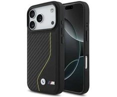 Dėklas BMW M Carbon Line &amp; Logo MagSafe skirtas Apple iPhone 17 Pro geltonos spalvos