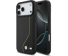Dėklas BMW M Carbon Line &amp; Logo MagSafe skirtas Apple iPhone 17 Pro Max geltonos spalvos