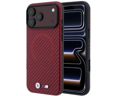 Dėklas BMW M Carbon Printed Ring MagSafe iPhone 18 Pro / 17 Pro raudonas