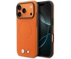 Dėklas BMW case for IPHONE 17 Pro Max compatible with MagSafe BMHMP17X25PFWSMO (PU FW Metal Logo) oranžinis