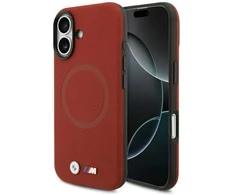 BMW M FW Metal Logo MagSafe dėklas skirtas Apple iPhone 17 raudonos spalvos