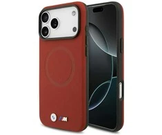 BMW M FW Metal Logo MagSafe dėklas skirtas Apple iPhone 17 Pro Max raudonos spalvos