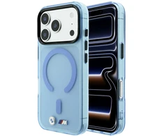 Dėklas BMW M IML Frosted Metal Logo &amp; Trims MagSafe Case, skirtas iPhone 17 Pro / 18 Pro – Mėlyna