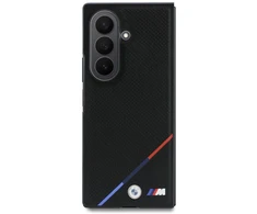 BMW M PU Perforated Tricolor Stripe Magnetic dėklas Samsung Galaxy Z Fold 8 Ultra juodos spalvos