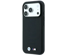 BMW M Mėlyna Perfo metalinis logotipas MagSafe dėklas, skirtas iPhone 18 Pro Max / 17 Pro Max, juodas