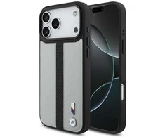 Dėklas BMW M Perforated Stripe Logo MagSafe Apple iPhone 17 Pro Max pilka