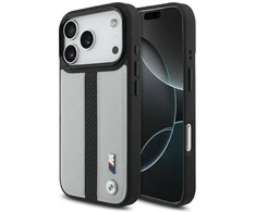Dėklas BMW M Perforated Stripe Logo MagSafe Apple iPhone 17 Pro pilka