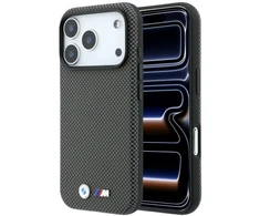 Dėklas BMW M Quadrille Kevlar Metal Logo MagSafe Case for iPhone 17 Pro / 18 Pro - Gray