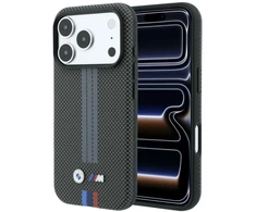 BMW M Quadrille Kevlar trijų spalvų linijų MagSafe dėklas, skirtas iPhone 18 Pro Max / 17 Pro Max, antracito spalvos