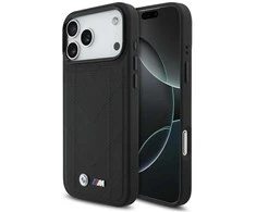 Dėklas BMW M Quilted Logo MagSafe Apple iPhone 17 Pro Max juodos spalvos