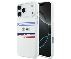 BMW M Silicon Horizontal Line MagSafe Dėklas skirtas Apple iPhone 17 Pro Max baltos spalvos