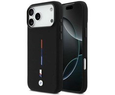 BMW M Silicon Tricolor Line MagSafe Dėklas skirtas Apple iPhone 17 Pro Max juodos spalvos