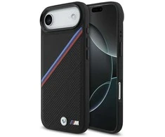 Dėklas BMW M Tricolor Metal Logo MagSafe skirtas Apple iPhone 17 Air juodos spalvos