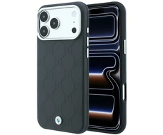 Dėklas BMW Sign Deboss Quilted Metal Logo MagSafe do iPhone 18 Pro Max / 17 Pro Max antracytowy
