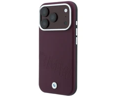 Dėklas BMW Sign Inclined Deboss Letters MagSafe case for iPhone 17 Pro / 18 Pro - burgundy