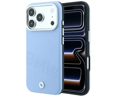 Dėklas BMW Sign Inclined Deboss Letters MagSafe Case for iPhone 17 Pro / 18 Pro - Mėlyna