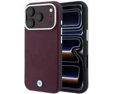 Dėklas BMW Sign Inclined Deboss Letters MagSafe case for iPhone 17 Pro Max / 18 Pro Max - burgundy